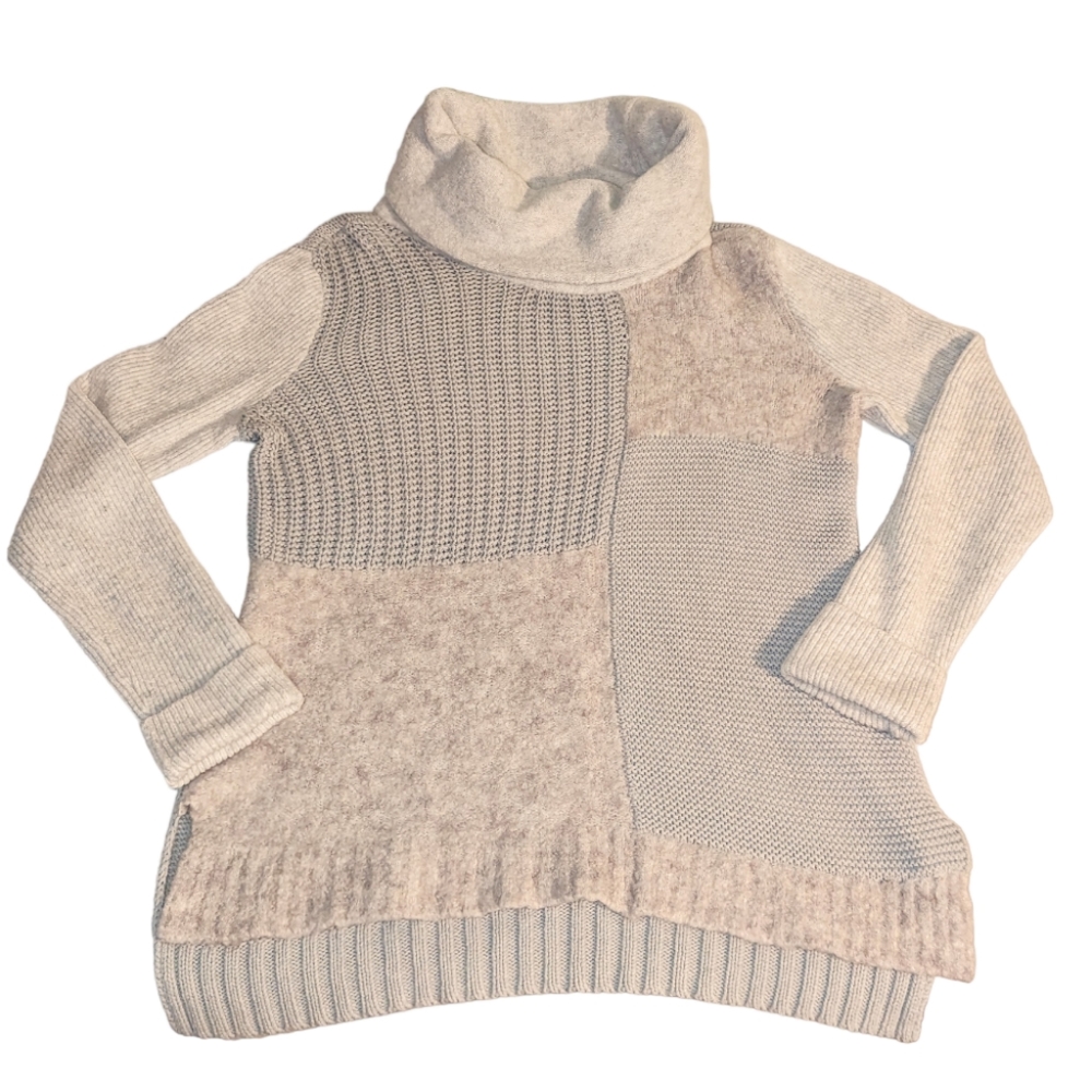 Market & Spruce Mixed Media Turtleneck Knit Sweater Large